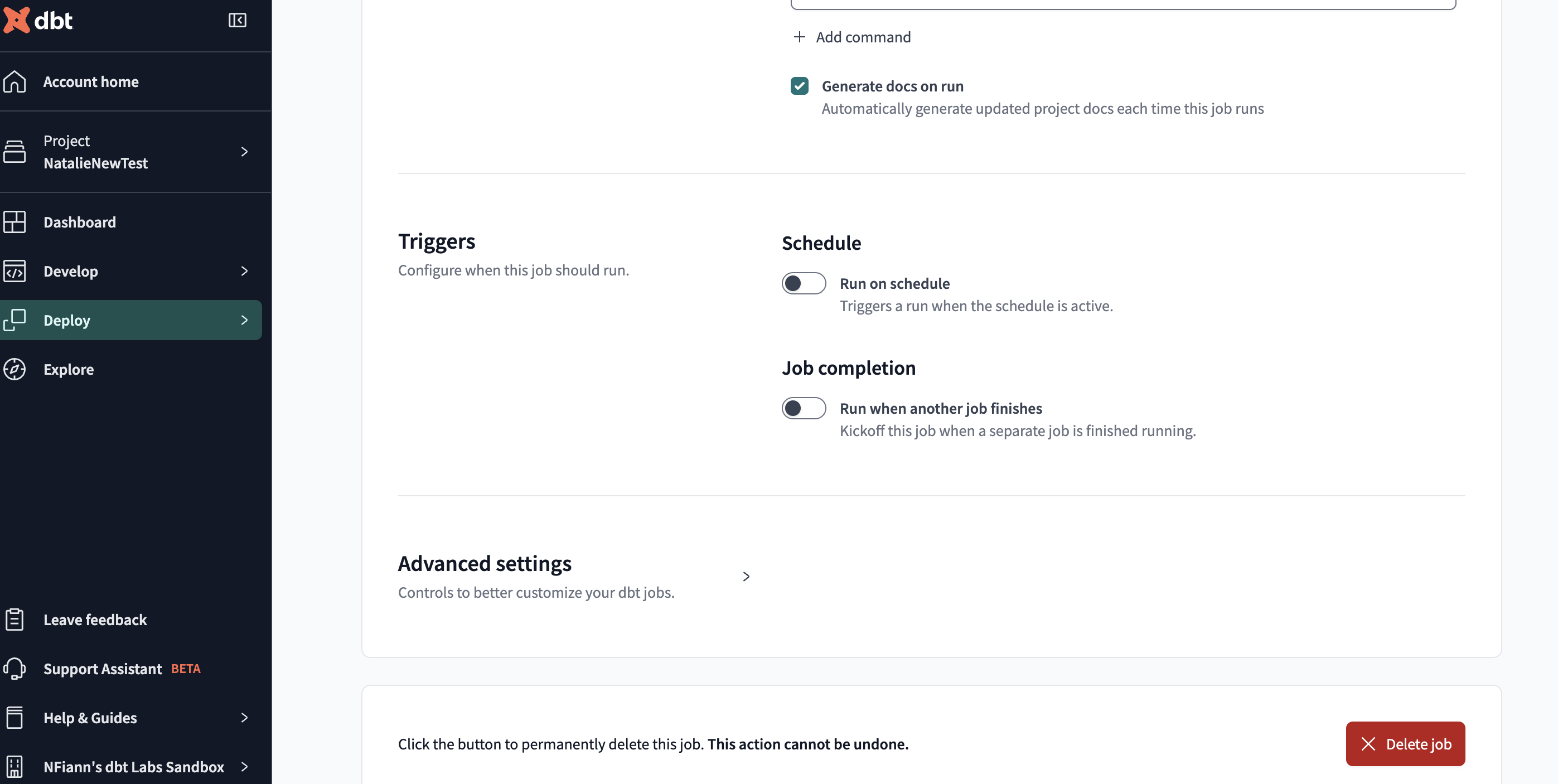 Delete a job Delete a job